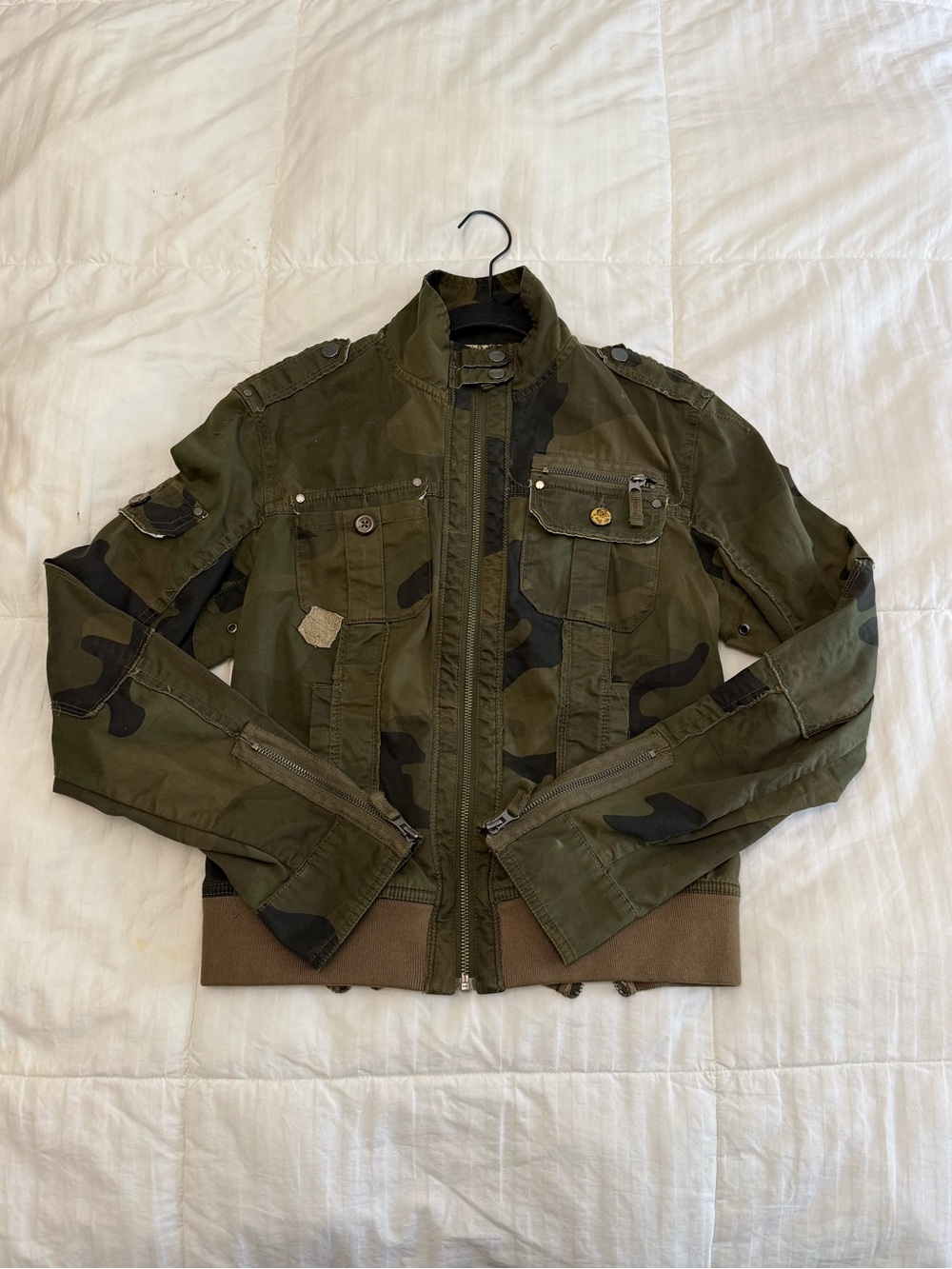 Women’s Triple Five Soul Olive Green Camouflage Military Jacket
